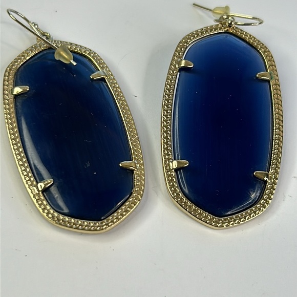 Kendra Scott 14K gold plated navy earrings 2" Statement Earrings - Picture 3 of 6